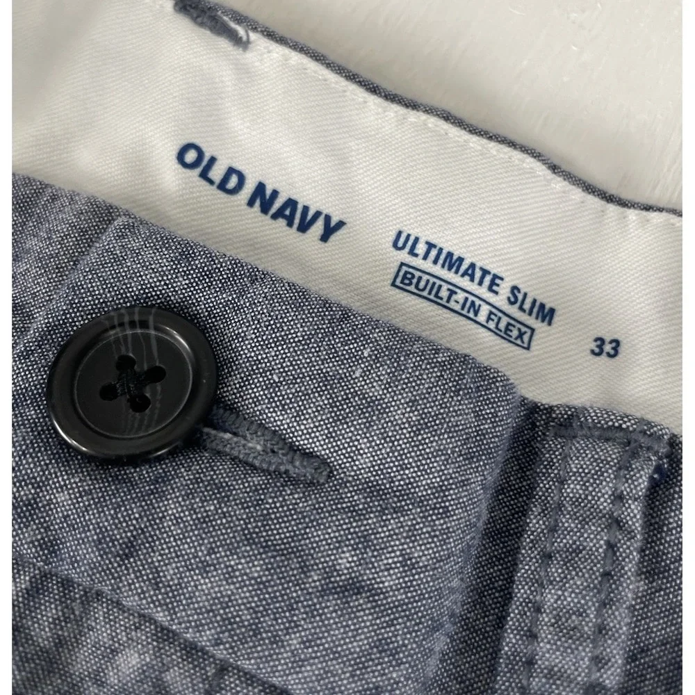 Old Navy Ultimate‎ Slim Fit Blue Gray Men's 33 Shorts Flat Front Classic Prep
